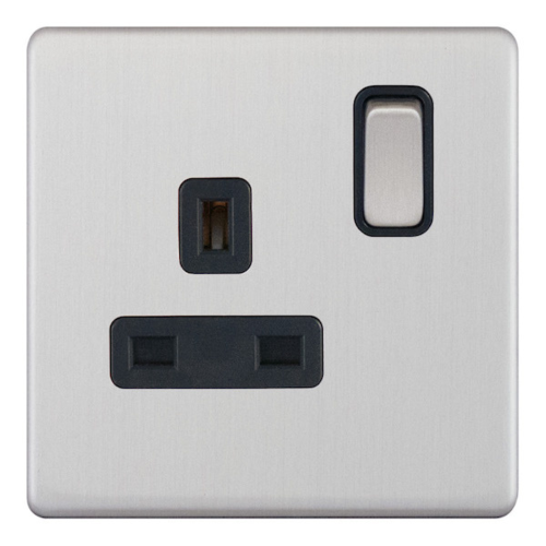 Selectric 1 Gang 13 Amp Socket DP Switched Black Insert