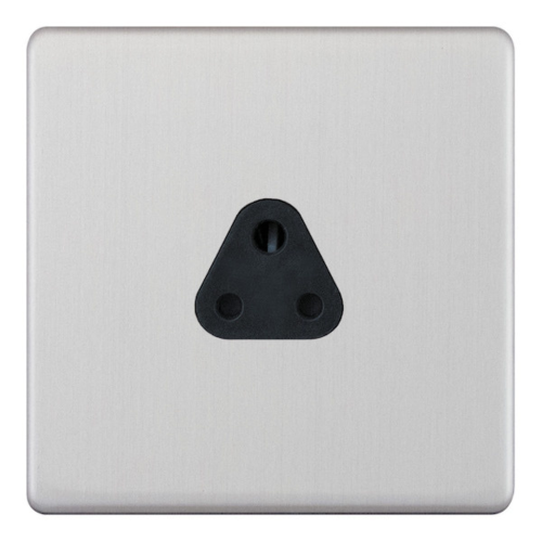 Selectric 2 Amp Round Pin Socket 3 Pin Satin Chrome Black Insert