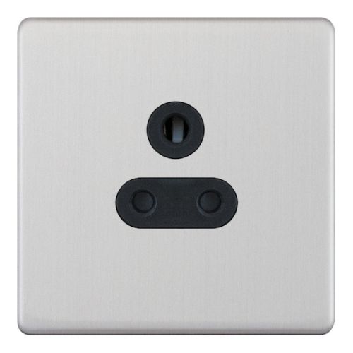 Selectric 5 Amp Round Pin Socket 3 Pin Satin Chrome Black insert