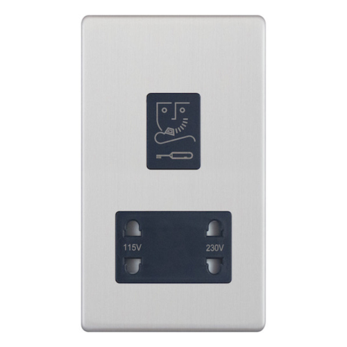 Selectric Dual Voltage Shaver Socket Satin Chrome Black Insert