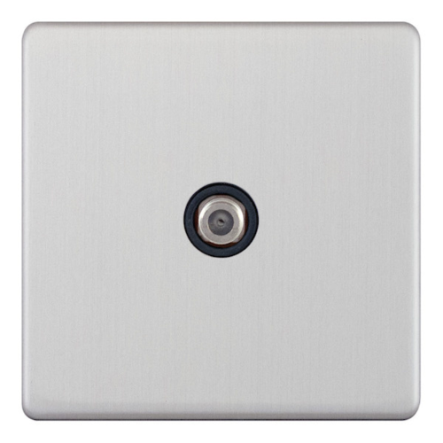 Selectric 1 Gang F-Type Satellite Socket Satin Chrome Black Insert