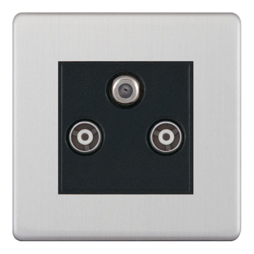 Selectric 1G F-Type Satellite 2G TV/FM ﻿Coaxial/Aerial Black Inserts