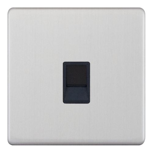 Selectric 1 Gang RJ11 Data Socket Satin Chrome Black Insert