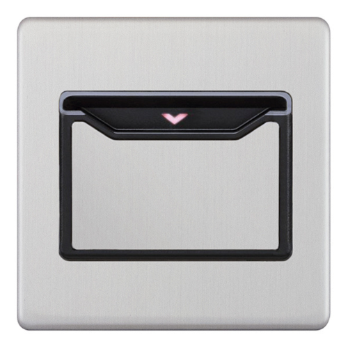 Selectric 32A 1 Gang Key Card Switch Satin Chrome Black Insert