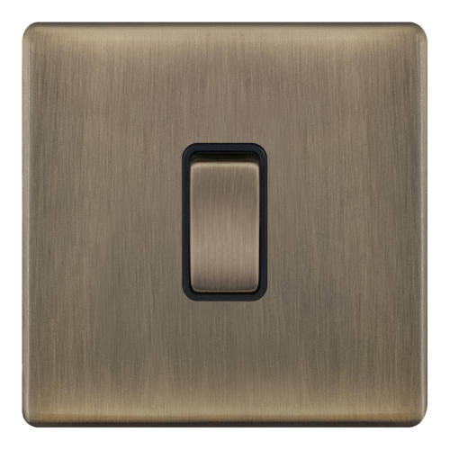 Selectric 20 Amp DP Switch Antique Brass Black Insert