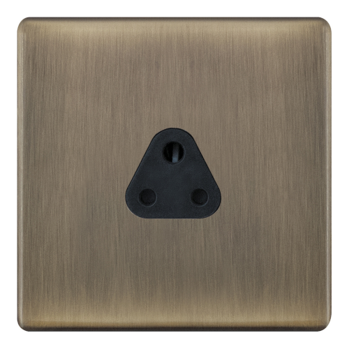Selectric 2 Amp Round Pin Socket 3 Pin Antique Brass