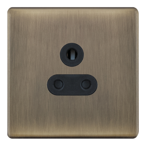 Selectric 5 Amp Round Pin Socket 3 Pin Antique Brass