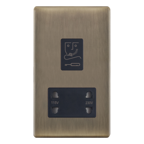 Selectric Dual Voltage Shaver Socket Antique Brass