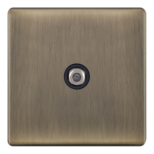 Selectric 1 Gang F-Type Satellite Socket Antique Brass