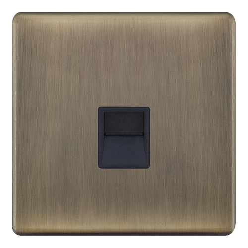 Selectric 1 Gang Secondary Telephone Socket Antique Brass