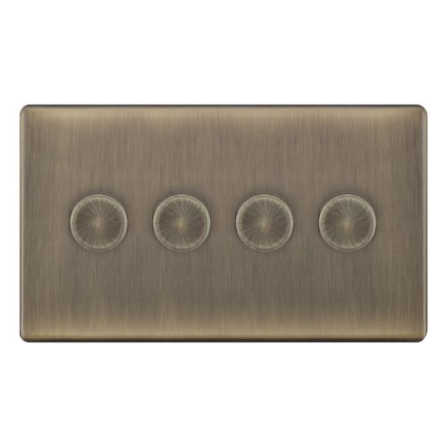 Selectric 4 Gang 2 Way Dimmer Switch 5-100W Push On/Off Antique Brass