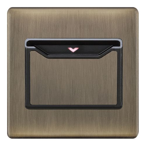 Selectric 32A 1 Gang Key Card Switch Antique Brass