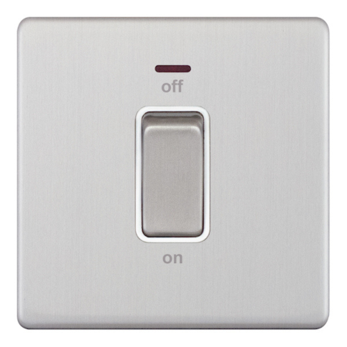 Selectric 45 Amp DP Switch with LED Neon Satin Chrome 
