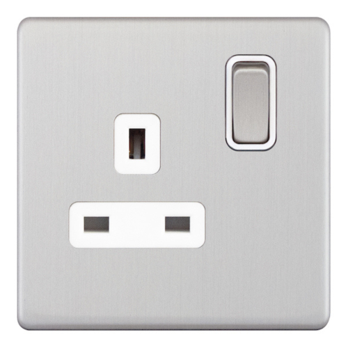 Selectric 1 Gang 13 Amp Socket DP Switched Satin Chrome