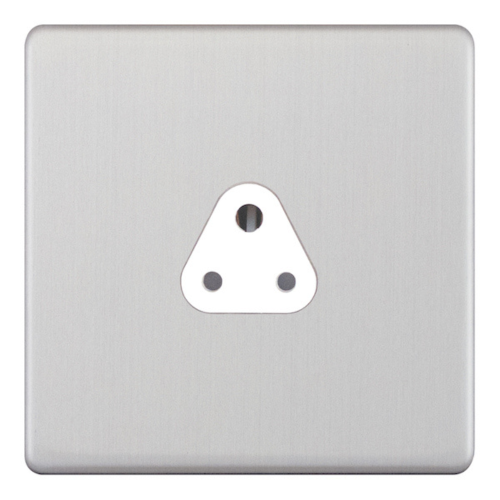 Selectric 2 Amp Round Pin Socket 3 Pin Satin Chrome 