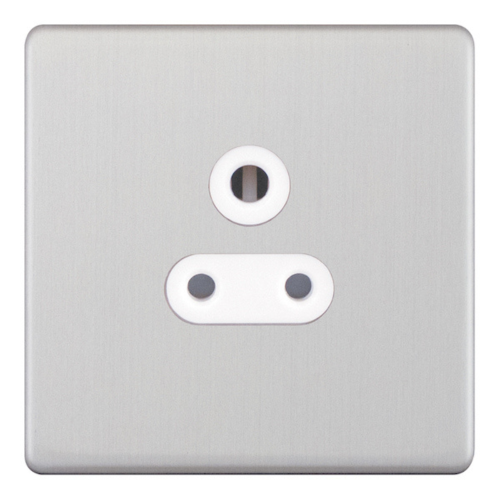 Selectric 5 Amp Round Pin Socket 3 Pin Satin Chrome 