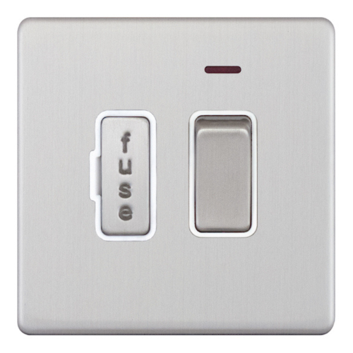 Selectric 13 Amp Fused Connection Unit LED Neon Satin Chrome