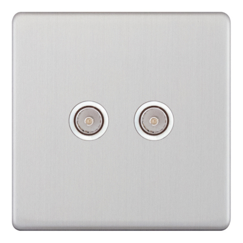 Selectric 2 Gang TV/FM ﻿Coaxial/Aerial Socket Satin Chrome