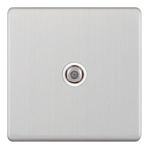Selectric 1 Gang F-Type Satellite Socket Satin Chrome