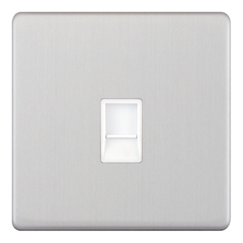 Selectric 1 Gang RJ11 Data Socket Satin Chrome