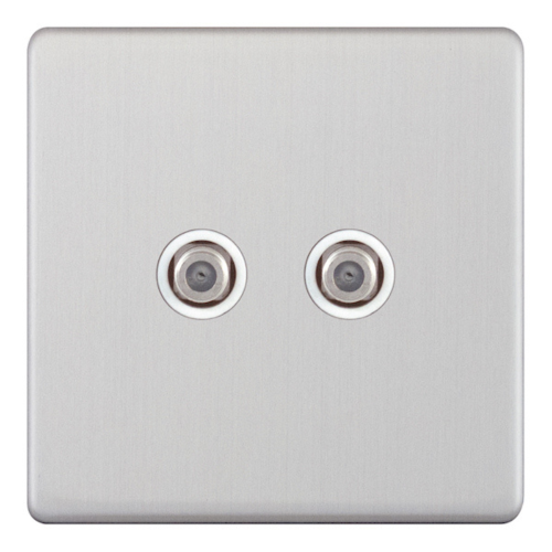 Selectric 2 Gang F-Type Satellite Socket Satin Chrome
