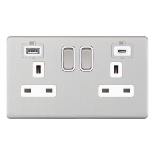 Selectric 2 Gang 13 Amp Socket with 2 x USB Ports SP Switched