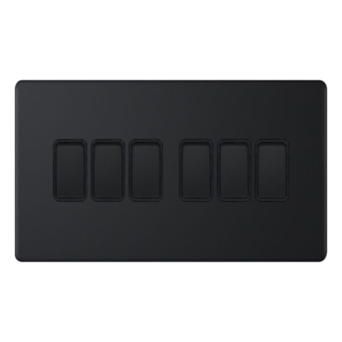 Selectric 10 Amp Plate Switch 6 Gang 2 Way X-Rated Matt Black