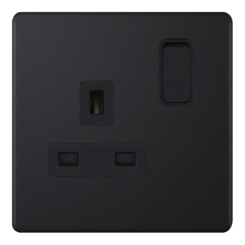 Selectric 1 Gang 13 Amp Socket DP Switched Matt Black