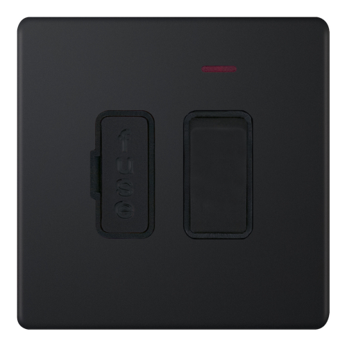 Selectric 13 Amp Fused Connection Unit LED Neon Matt Black