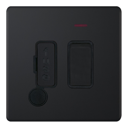 Selectric 13 Amp Fused Connection Unit w/ LED Neon & Flex Outlet Matt Black