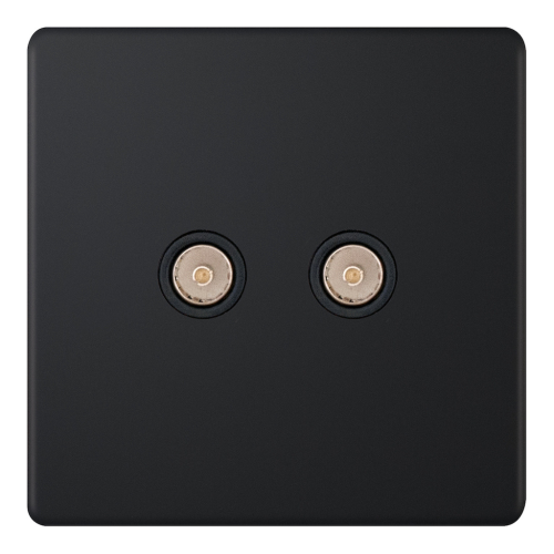 Selectric 2 Gang TV/FM ﻿Coaxial/Aerial Socket Matt Black