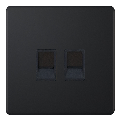 Selectric 2 Gang RJ45 Computer/Data Socket Matt Black