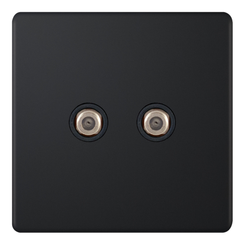 Selectric 2 Gang F-Type Satellite Socket Matt Black