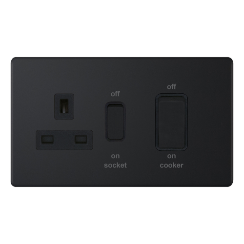 Selectric 45 Amp Cooker Unit with 13 Amp Socket Matt Black