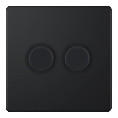 Selectric 2 Gang 2 Way Dimmer Switch – 5-100W Push On/Off Matt Black