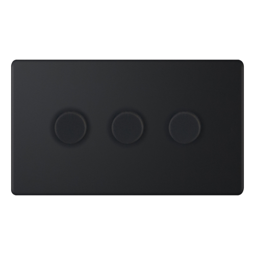 Selectric 3 Gang 2 Way Dimmer Switch 5-100W Push On/Off Matt Black 