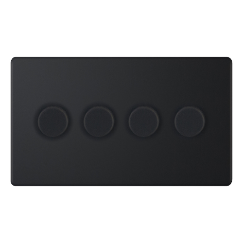 Selectric 4 Gang 2 Way Dimmer Switch 5-100W Push On/Off Matt Black