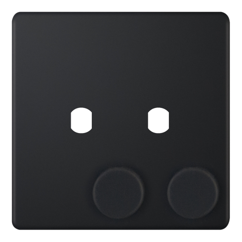 Selectric 2 Aperture Empty Dimmer Plate with Knobs Matt Black