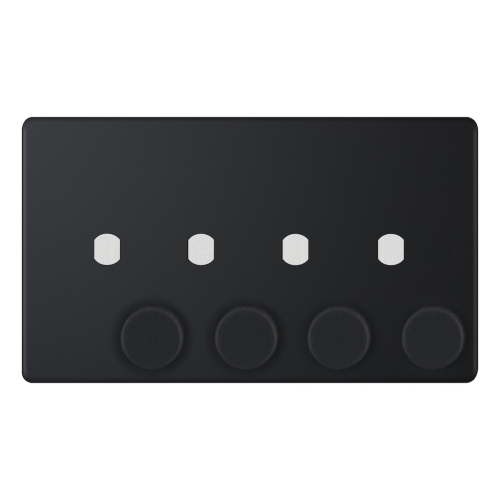 Selectric 4 Aperture Empty Dimmer Plate with Knobs Matt Black