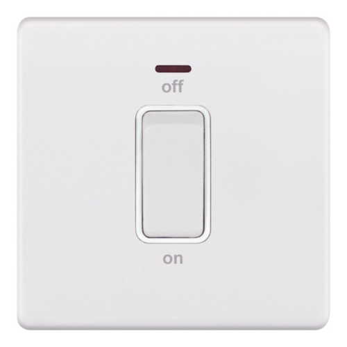 Selectric 45 Amp DP Switch with LED Neon Matt White 