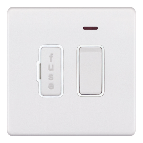 Selectric 13 Amp Fused Connection Unit LED Neon Matt White