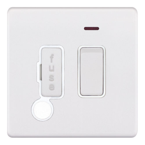 Selectric 13 Amp Fused Connection Unit w/ LED Neon & Flex Outlet Matt White