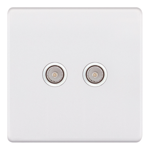 Selectric 2 Gang TV/FM ﻿Coaxial/Aerial Socket Matt White