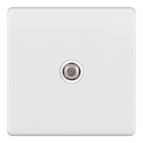 Selectric 1 Gang F-Type Satellite Socket Matt White