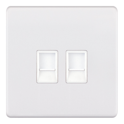 Selectric 2 Gang RJ45 Computer/Data Socket Matt White