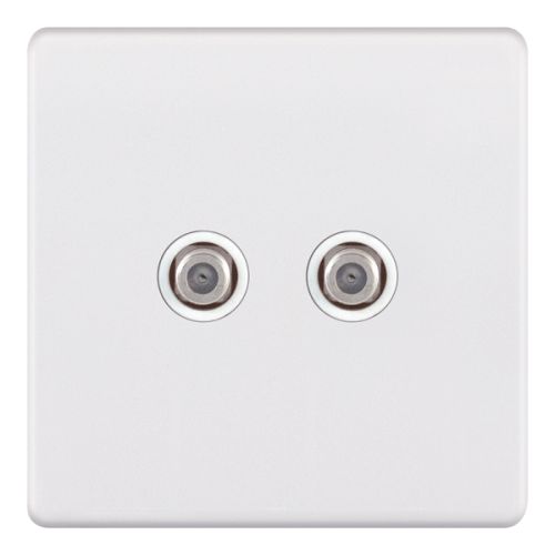Selectric 2 Gang F-Type Satellite Socket Matt White