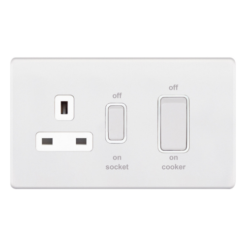 Selectric 45 Amp Cooker Unit with 13 Amp Socket Matt White