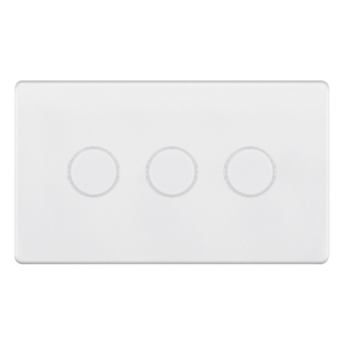 Selectric 3 Gang 2 Way Dimmer Switch 5-100W Push On/Off Matt White