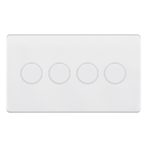 Selectric 4 Gang 2 Way Dimmer Switch 5-100W Push On/Off Matt White 