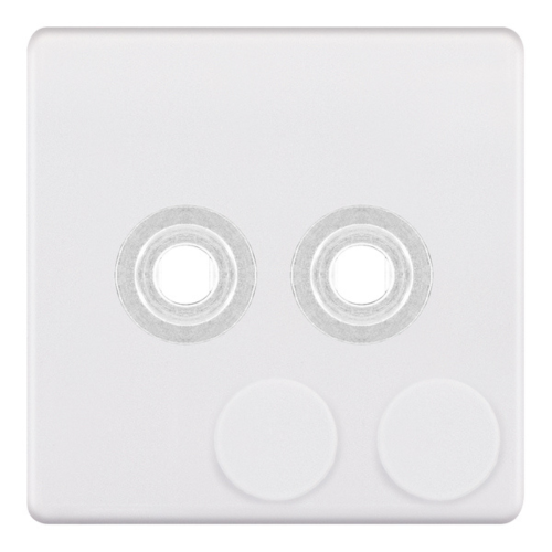 Selectric 2 Aperture Empty Dimmer Plate with Knobs Matt White